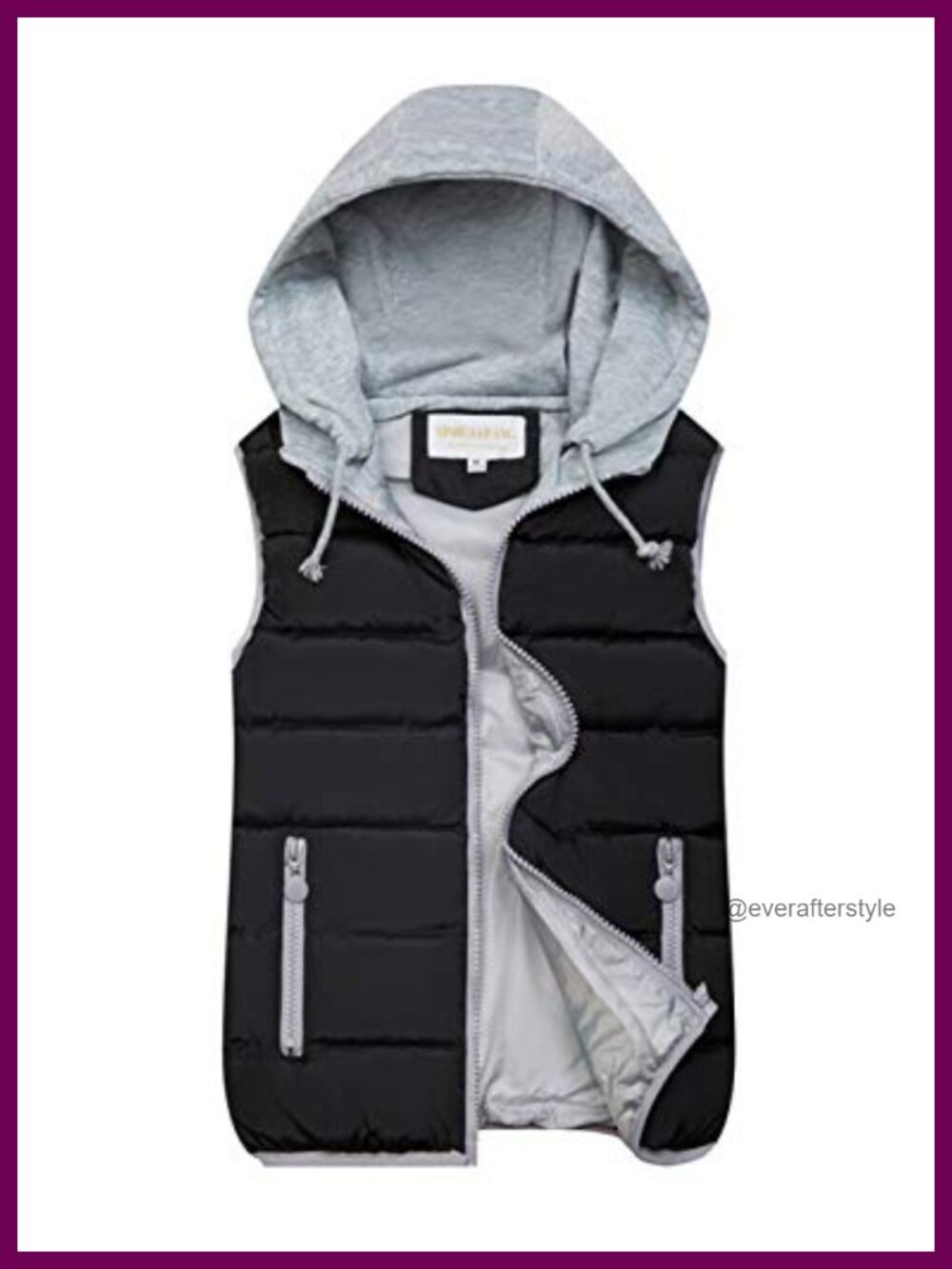 Women's Puffer Vest Zip Up Quilted Padded Winter Hooded